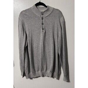 Douglas Anthony Mens XL Cashmere Blend Sweater  Button Pullover Gray Long Sleeve
